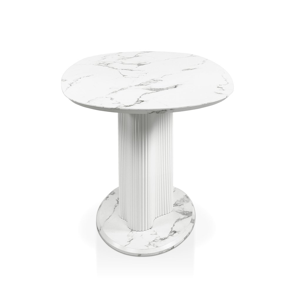 Elara Iron Base Pedestal Oval Dining Table. Picture 3