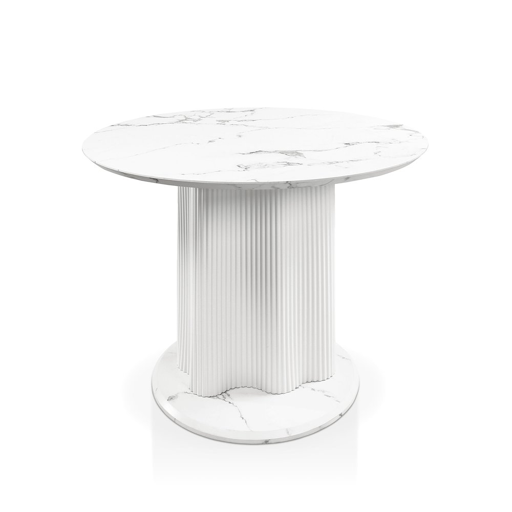 Elara Iron Base Pedestal Round Dining Table. Picture 1