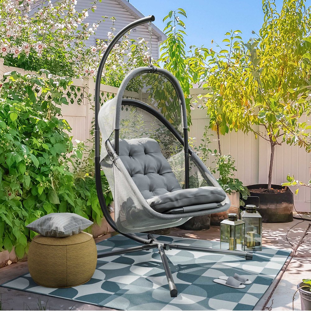 Drift Patio Foldable Porch Swing Chair with Cushion. Picture 8