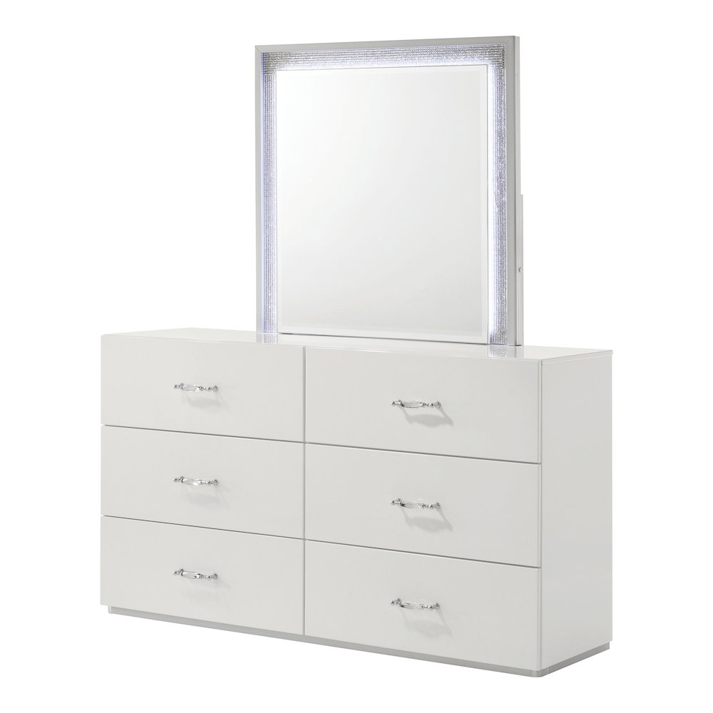 Wellan Modern 2-Piece Dresser and Mirror Set in White. Picture 2