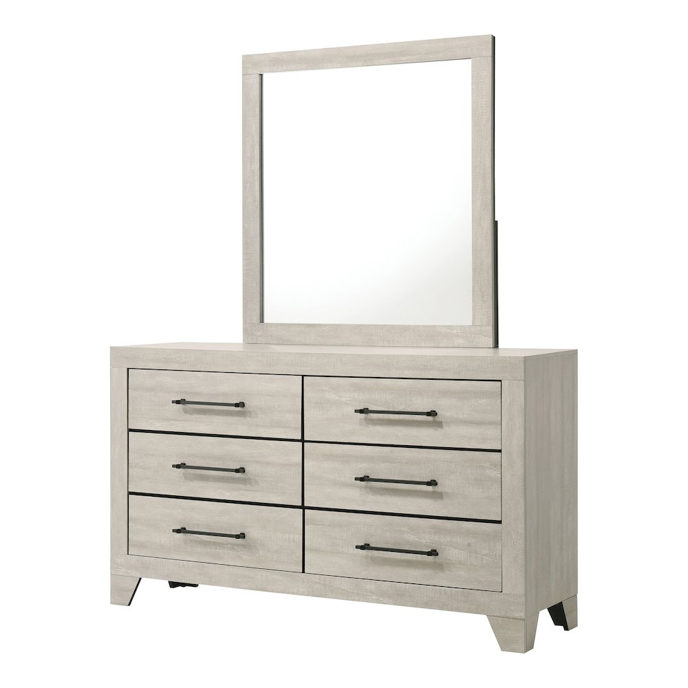 Baurke Modern 2-Piece Dresser and Mirror Set in Light Gray. Picture 1