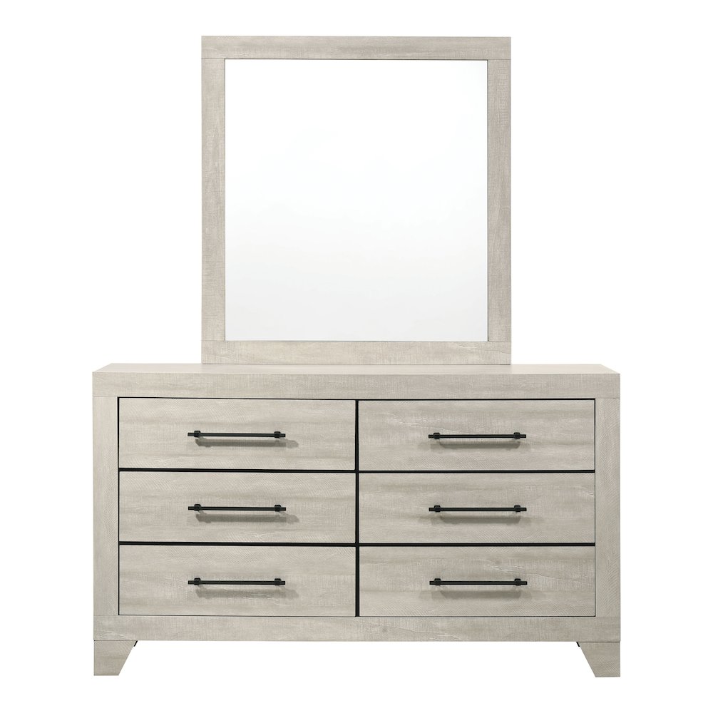 Baurke Modern 2-Piece Dresser and Mirror Set in Light Gray. Picture 2