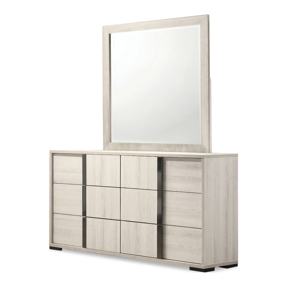 Turntile 2-Piece Dresser and Mirror Set in Washed White. Picture 2