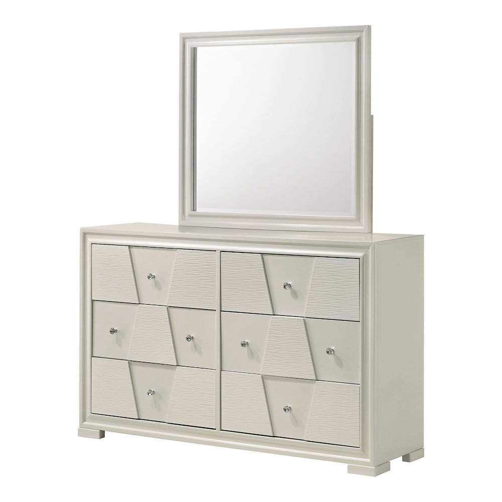 Rein Modern 2-Piece 6-Drawer Dresser With Mirror in White. Picture 1