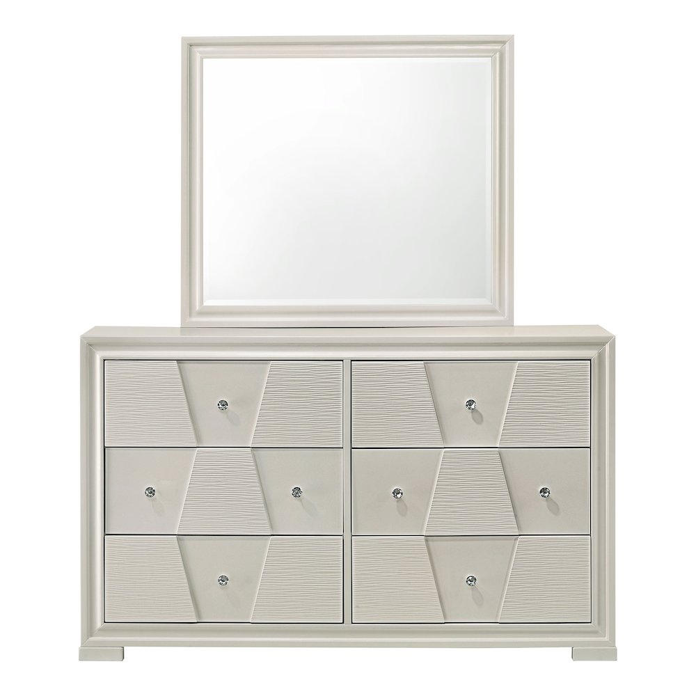 Rein Modern 2-Piece 6-Drawer Dresser With Mirror in White. Picture 2