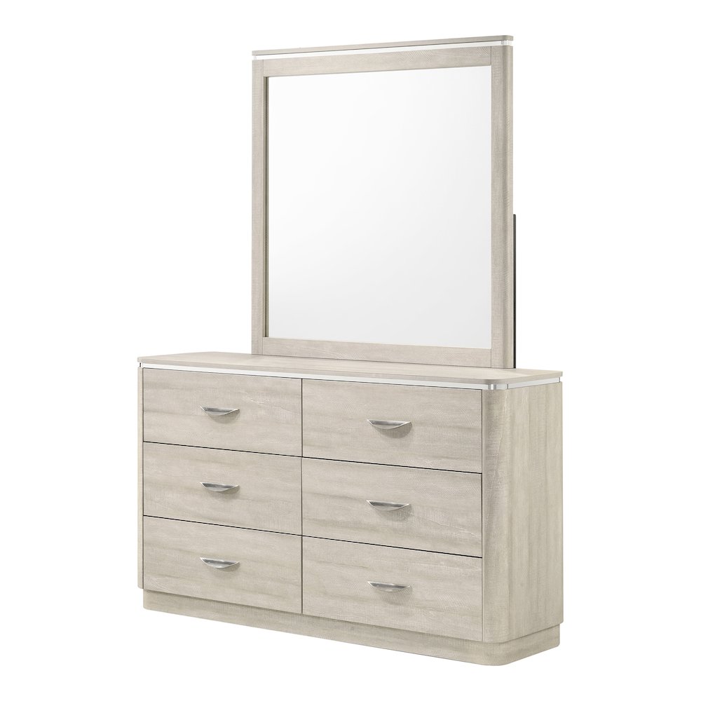 Ventur 6-Drawer Dresser With Mirror in Dusty Gray. Picture 1