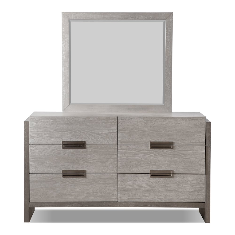 Yasgard 2-Piece Solid Wood Dresser and Mirror Set in Gray. Picture 1