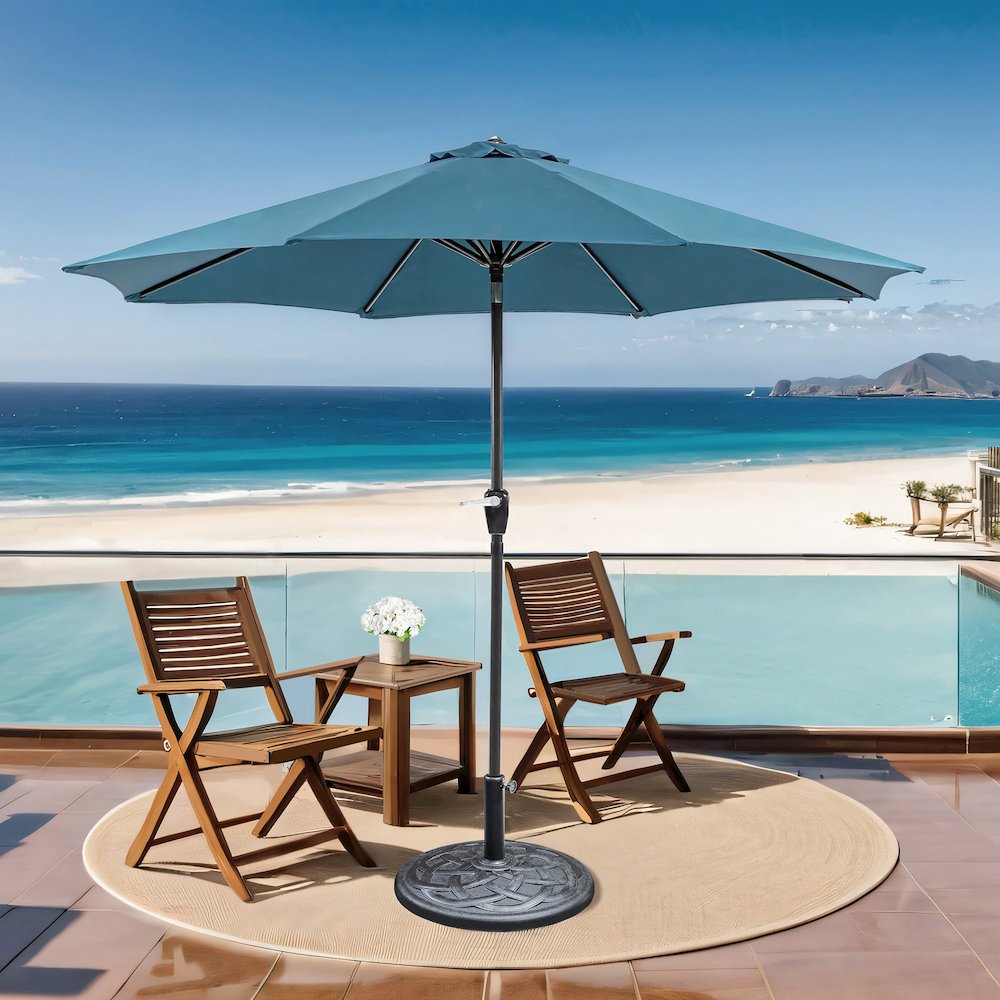 Ella 9' Outdoor Metal Round Patio Sherpa Umbrella. Picture 5