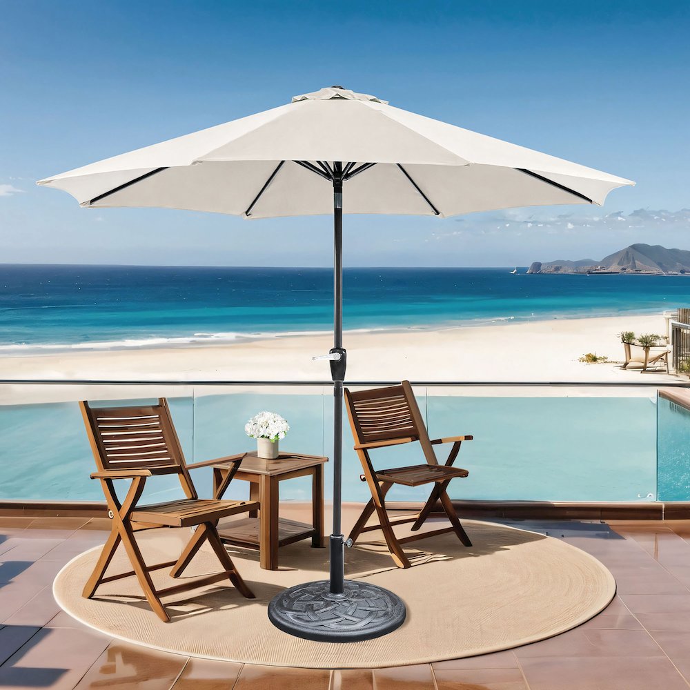 Ella 9' Outdoor Metal Round Patio Sherpa Umbrella. Picture 5