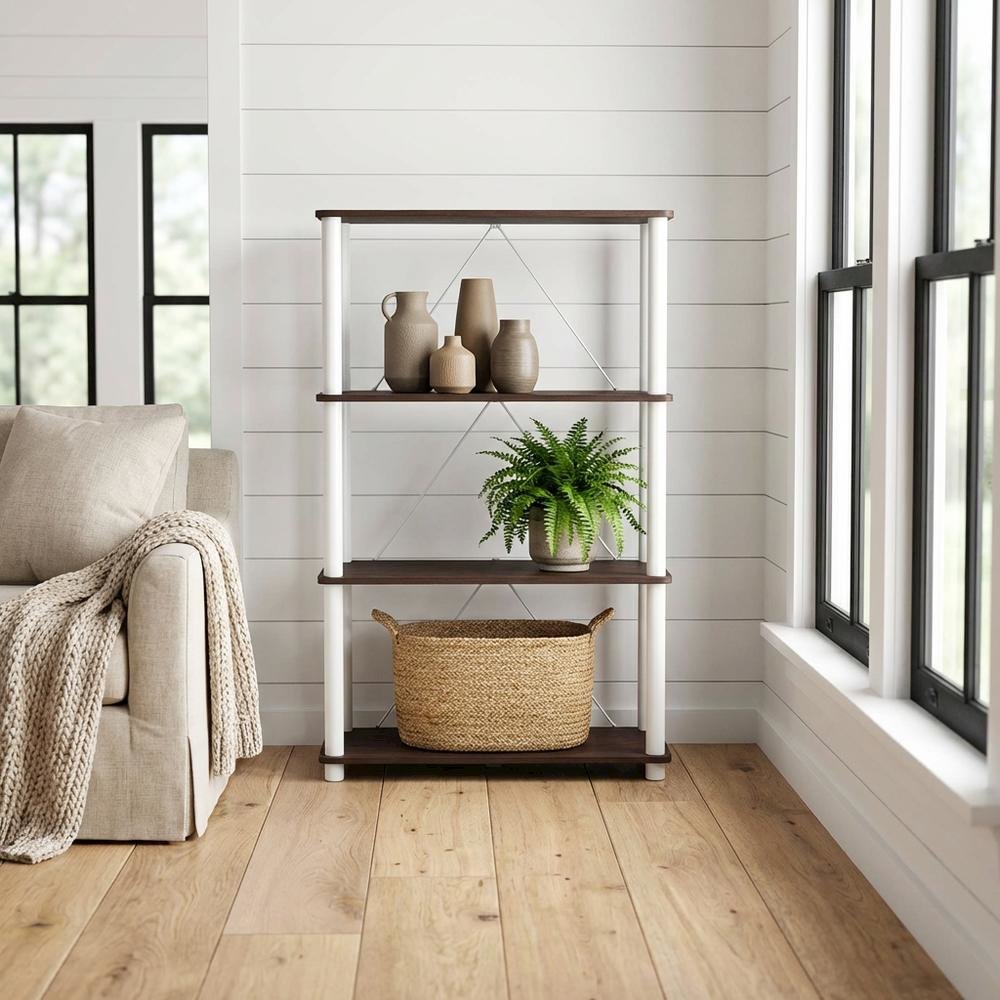 Wood 4-Tier Bookcase with Open Shelving for Stylish Storage. Picture 2