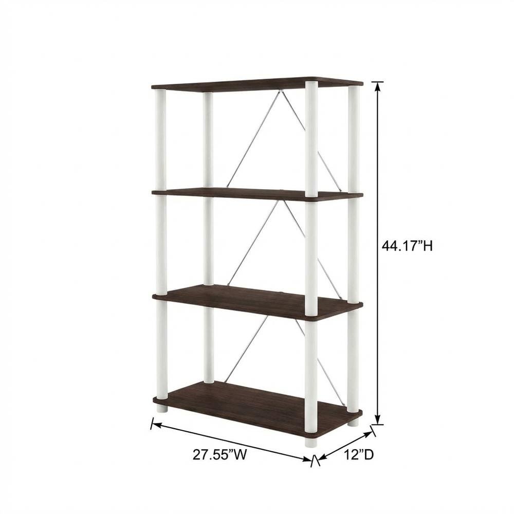 Wood 4-Tier Bookcase with Open Shelving for Stylish Storage. Picture 7