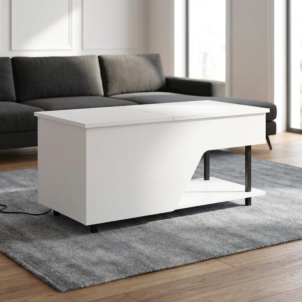 White Lift Top Outdoor Coffee Table With Rgb Led Light. Picture 3