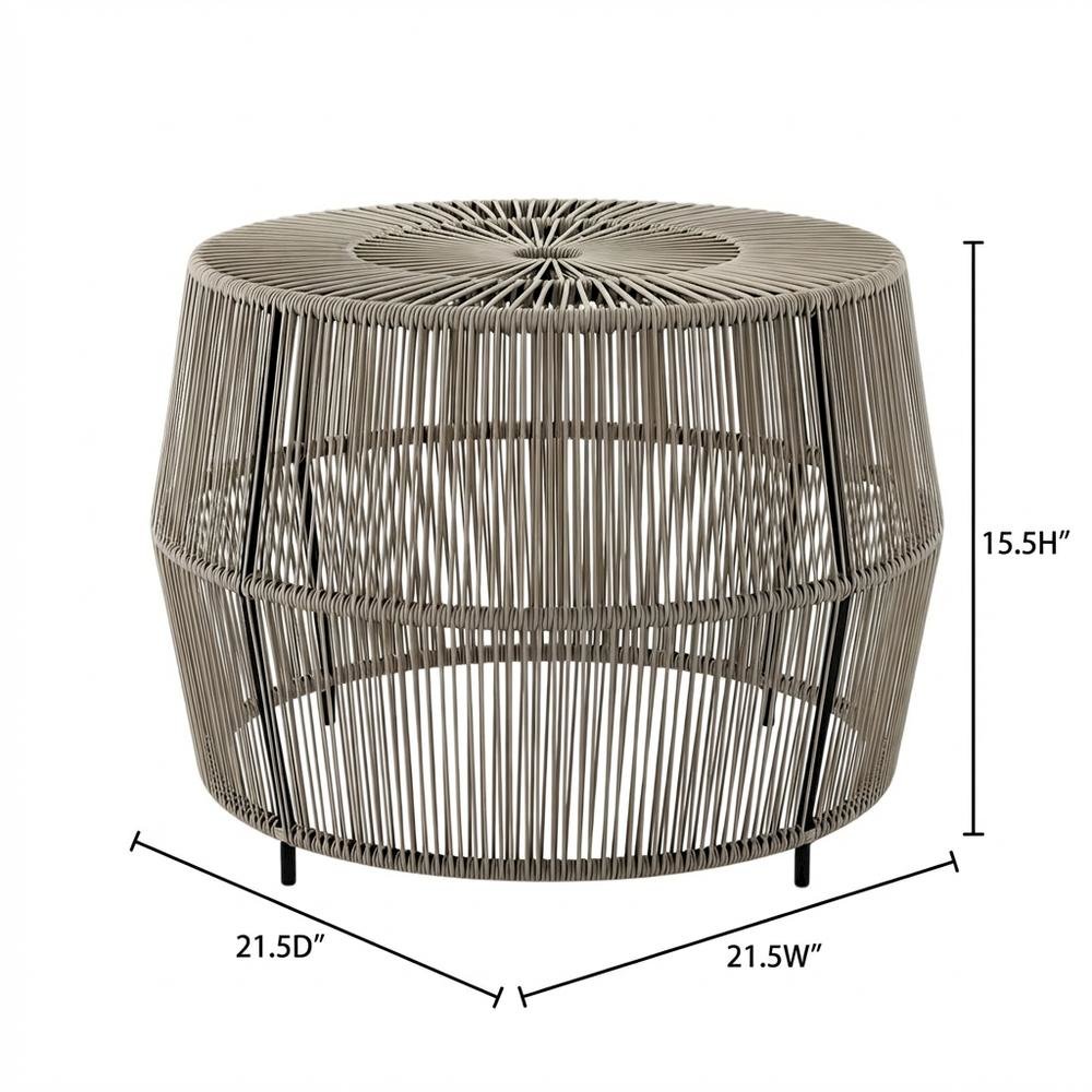 Wicker Outdoor Coffee Table with Round Design, Sturdy Build for Patio Relaxation. Picture 7