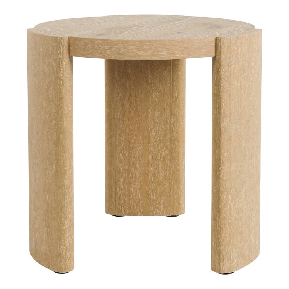 Oval wood end table with plinth base in oak finish, stylish and modern design. Picture 4