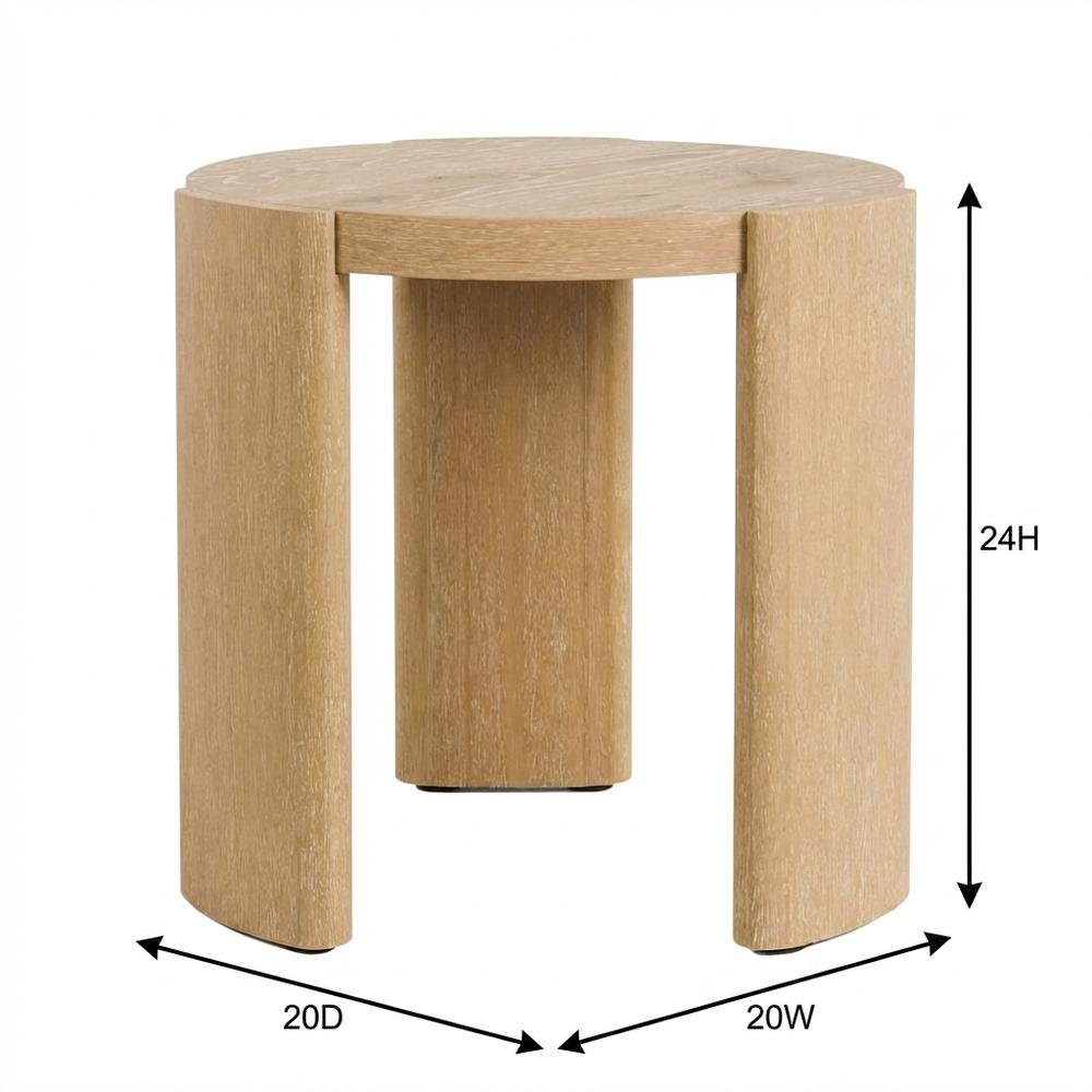 Oval wood end table with plinth base in oak finish, stylish and modern design. Picture 7