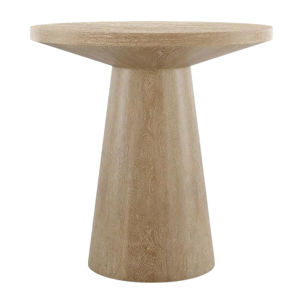 Round Solid Wood End Table with Pedestal Base for Living Room Decor. Picture 1