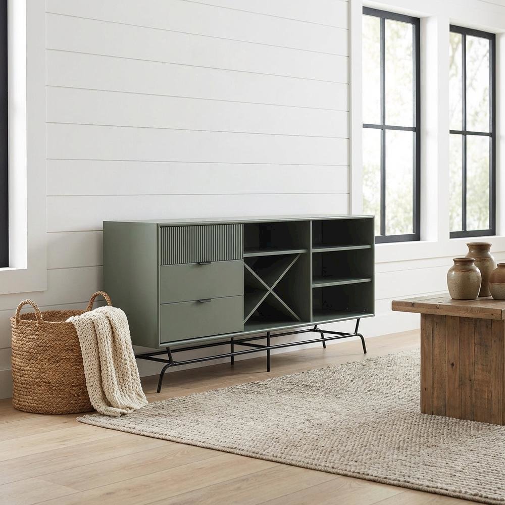 Finish TV Stand with 3-Drawers and 4 Shelves for Modern Living. Picture 2