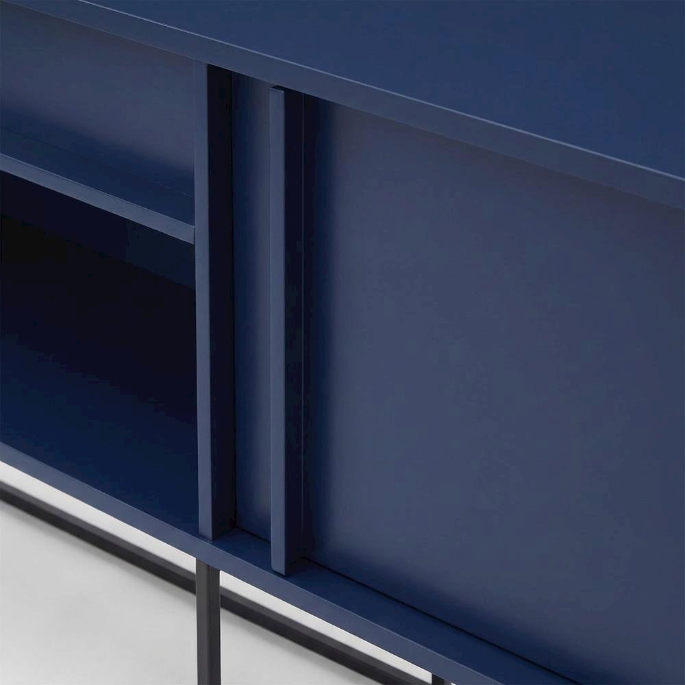Blue TV Stand for 65-Inch TVs with LED Lighting and Engineered Wood Material. Picture 5