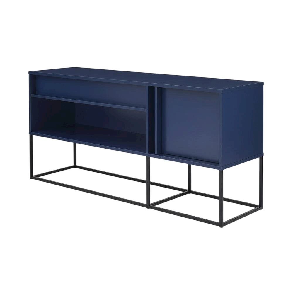 Blue TV Stand for 65-Inch TVs with LED Lighting and Engineered Wood Material. Picture 1