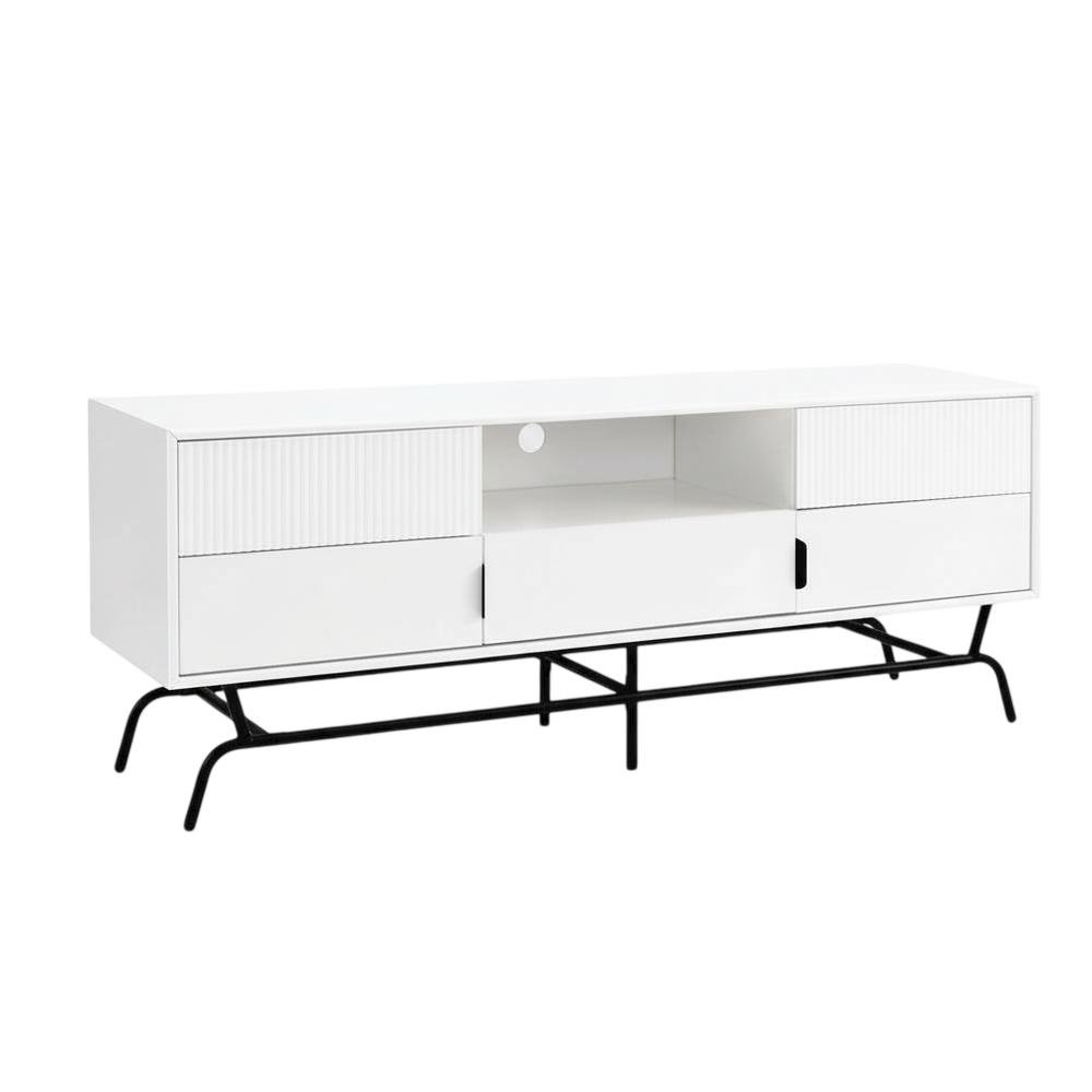 White TV Stand for TVs Up to 65 Inches with 3 Drawers. Picture 1