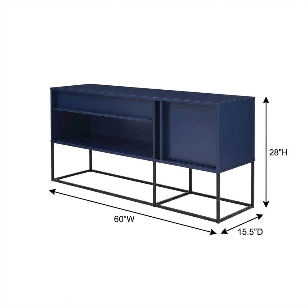Blue TV Stand for 65-Inch TVs with LED Lighting and Engineered Wood Material. Picture 7