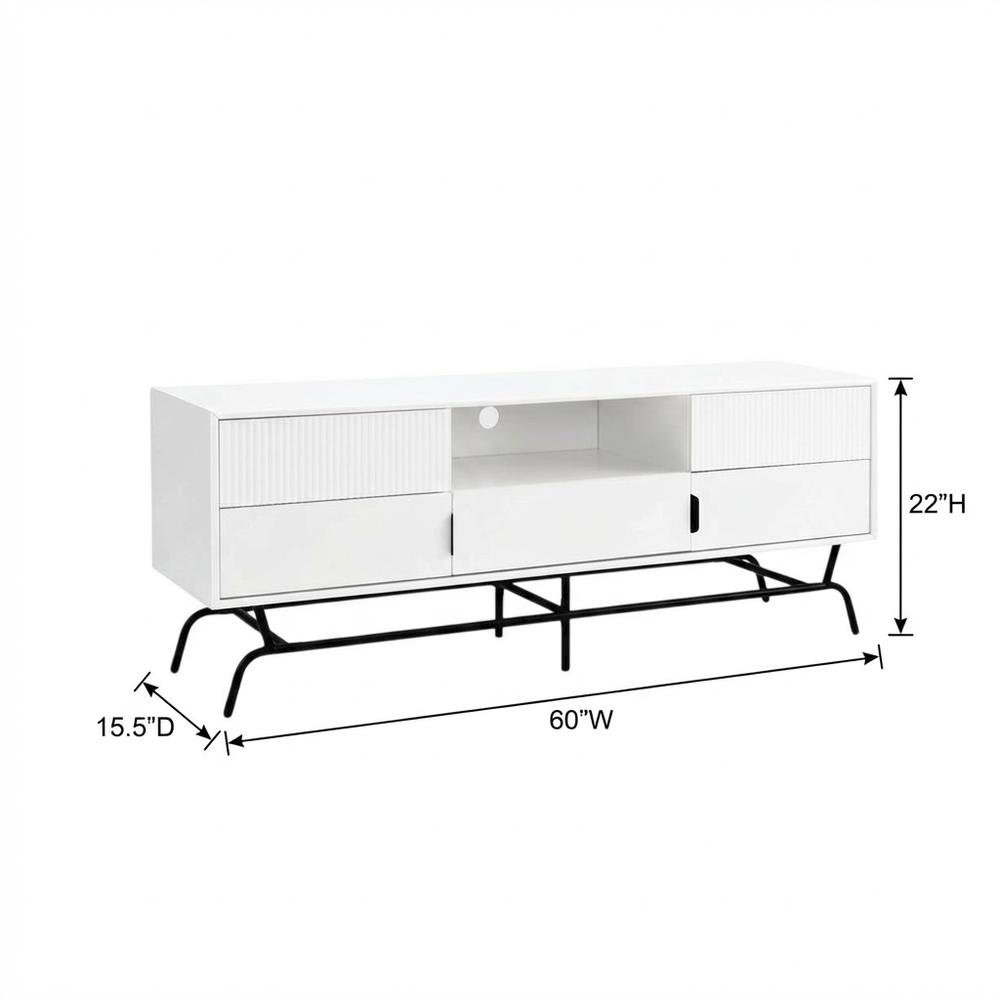 White TV Stand for TVs Up to 65 Inches with 3 Drawers. Picture 7