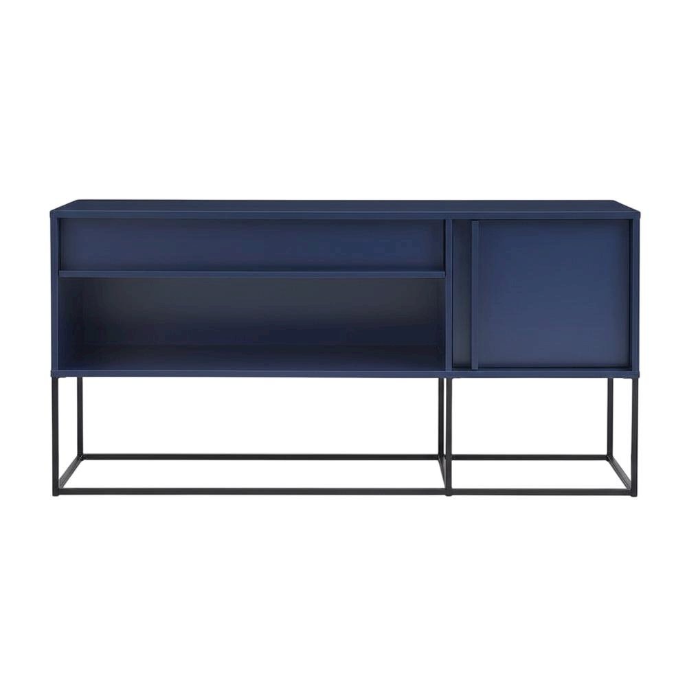 Blue TV Stand for 65-Inch TVs with LED Lighting and Engineered Wood Material. Picture 4