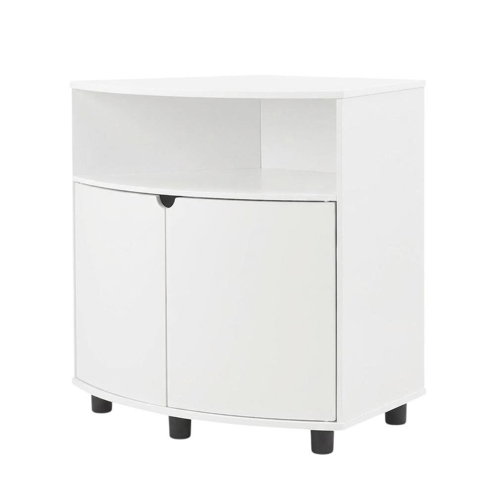 White Corner Storage Cabinet With Led Lighting For Versatile Organization. Picture 1