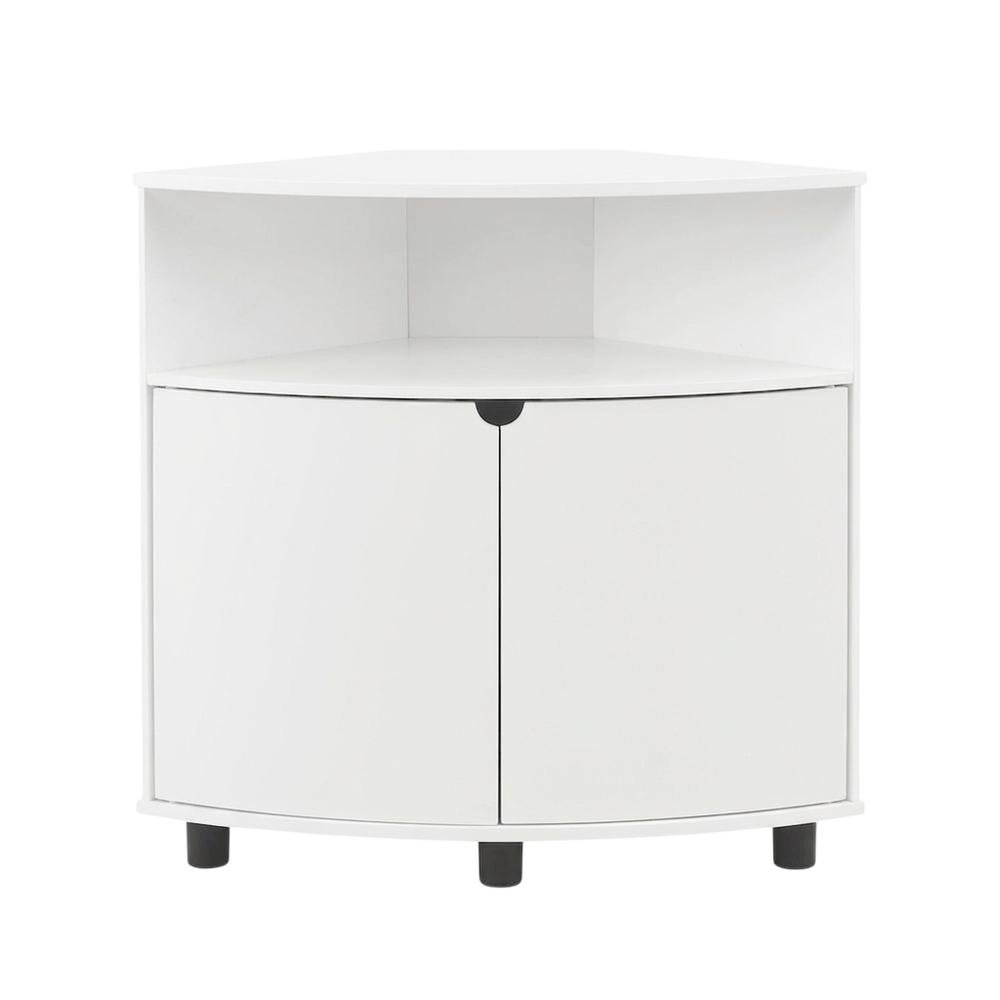 White Corner Storage Cabinet With Led Lighting For Versatile Organization. Picture 4
