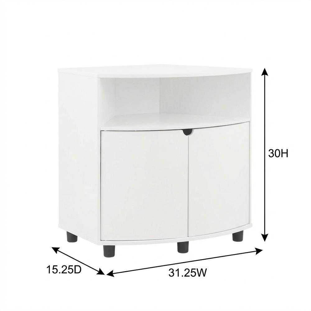 White Corner Storage Cabinet With Led Lighting For Versatile Organization. Picture 7