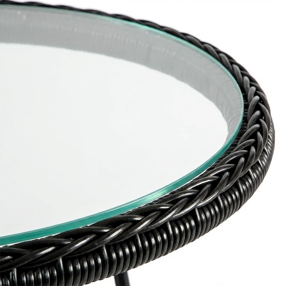 Black Wicker Outdoor Coffee Table with Durable Construction and Stylish Design. Picture 5