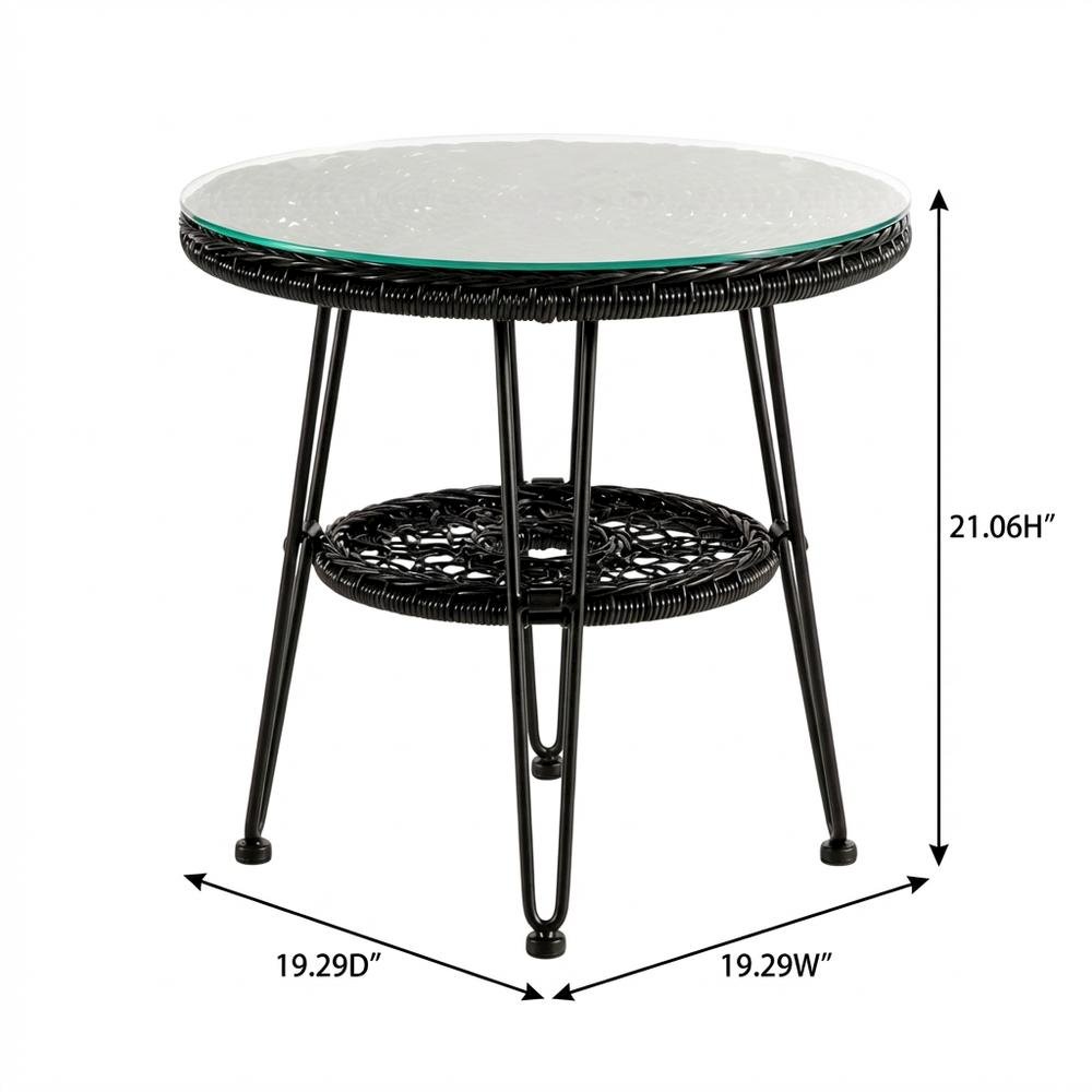 Black Wicker Outdoor Coffee Table with Durable Construction and Stylish Design. Picture 7