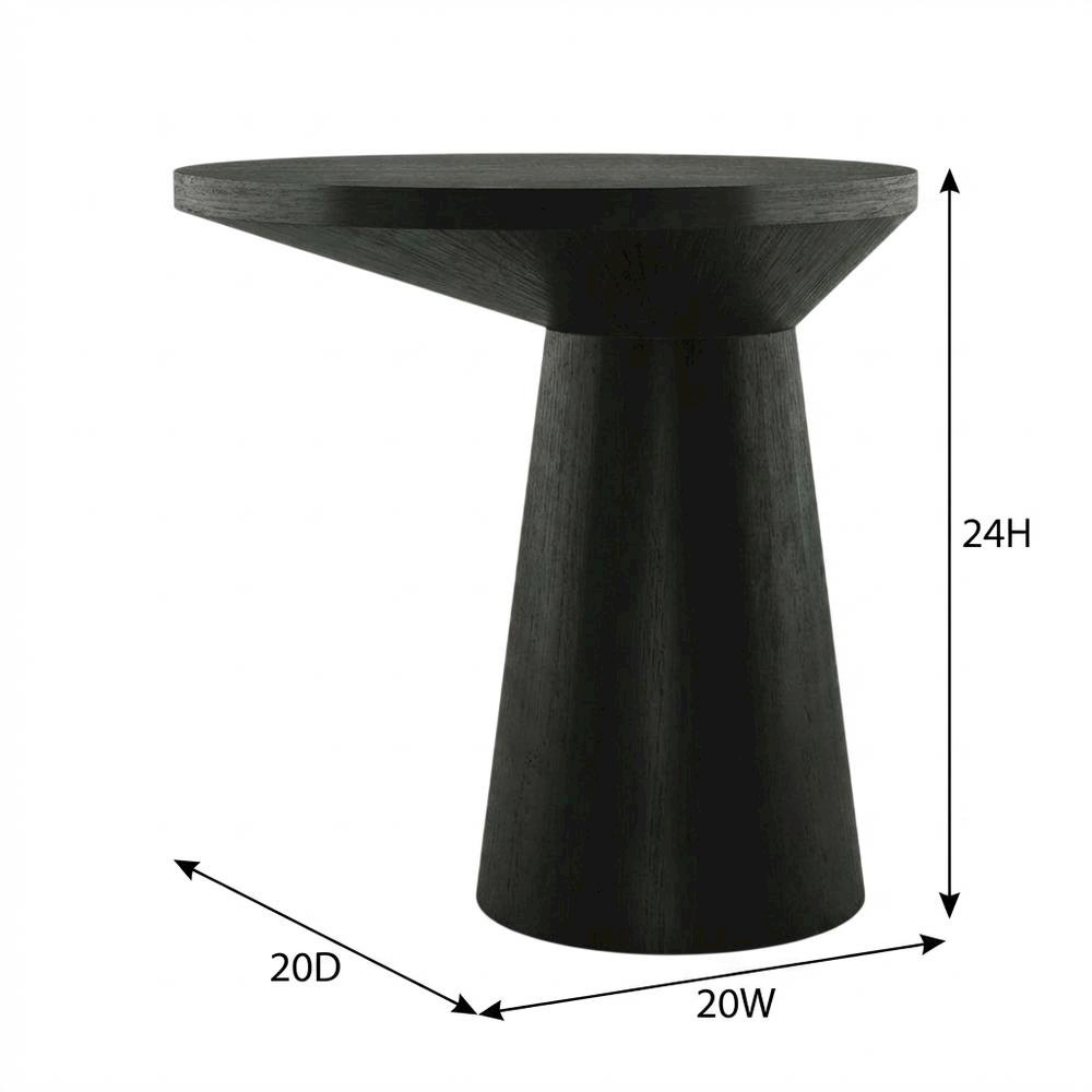 Round Solid Wood End Table with Pedestal Base for Living Room. Picture 7