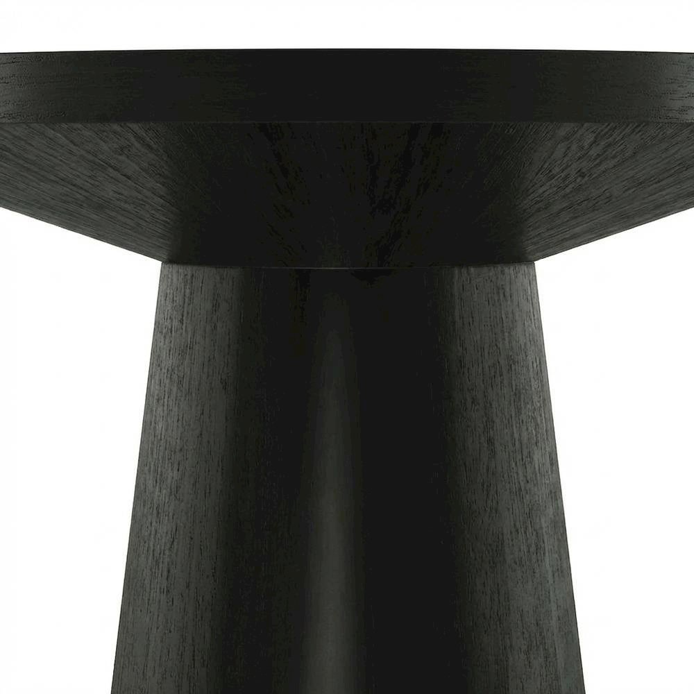 Round Solid Wood End Table with Pedestal Base for Living Room. Picture 6