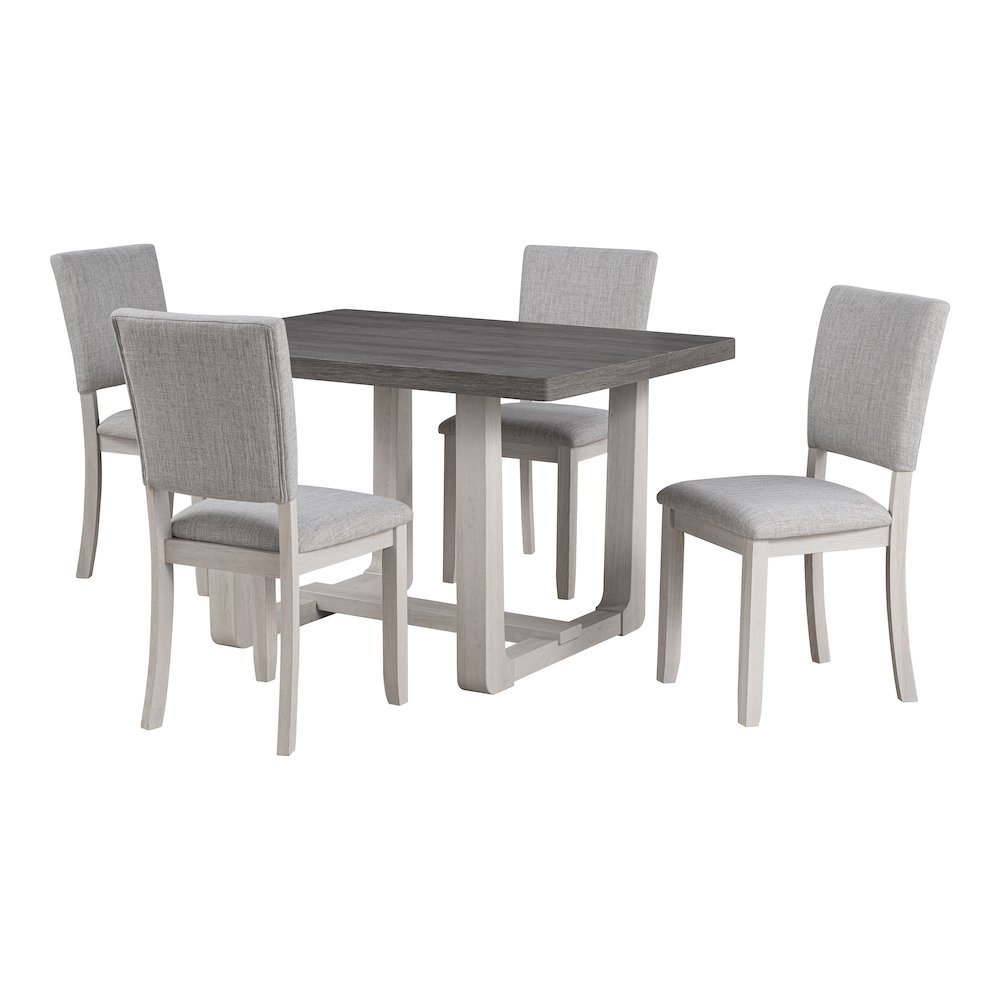 Briven Modern 5-Piece Solid Wood Compact Dining Table Set. Picture 2