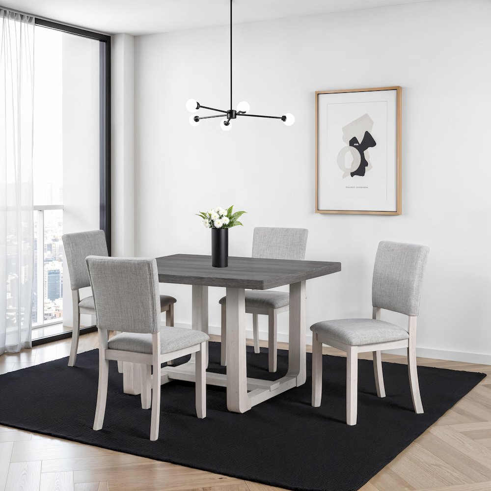 Briven Modern 5-Piece Solid Wood Compact Dining Table Set. Picture 5