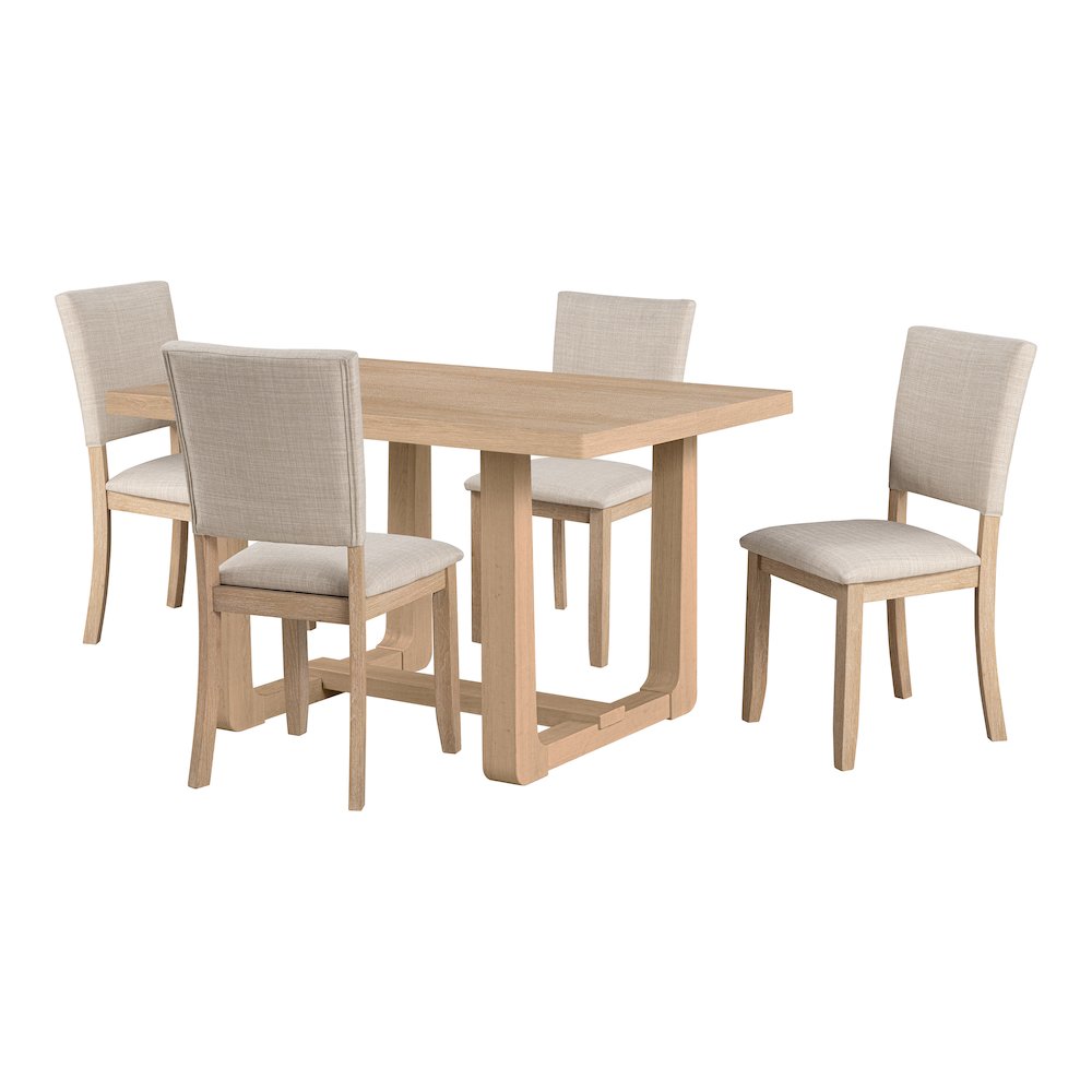 Briven Modern 5-Piece Solid Wood Compact Dining Table Set. Picture 1