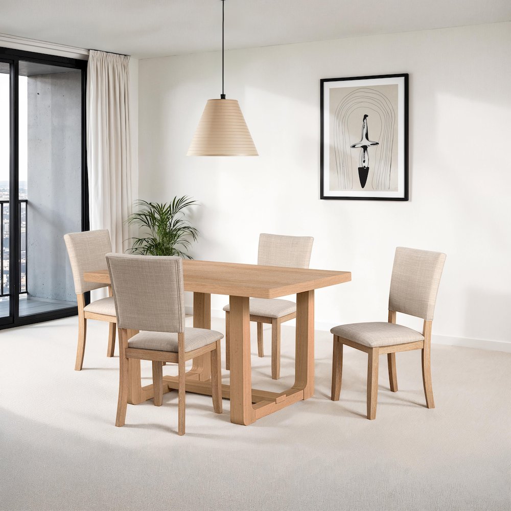Briven Modern 5-Piece Solid Wood Compact Dining Table Set. Picture 4
