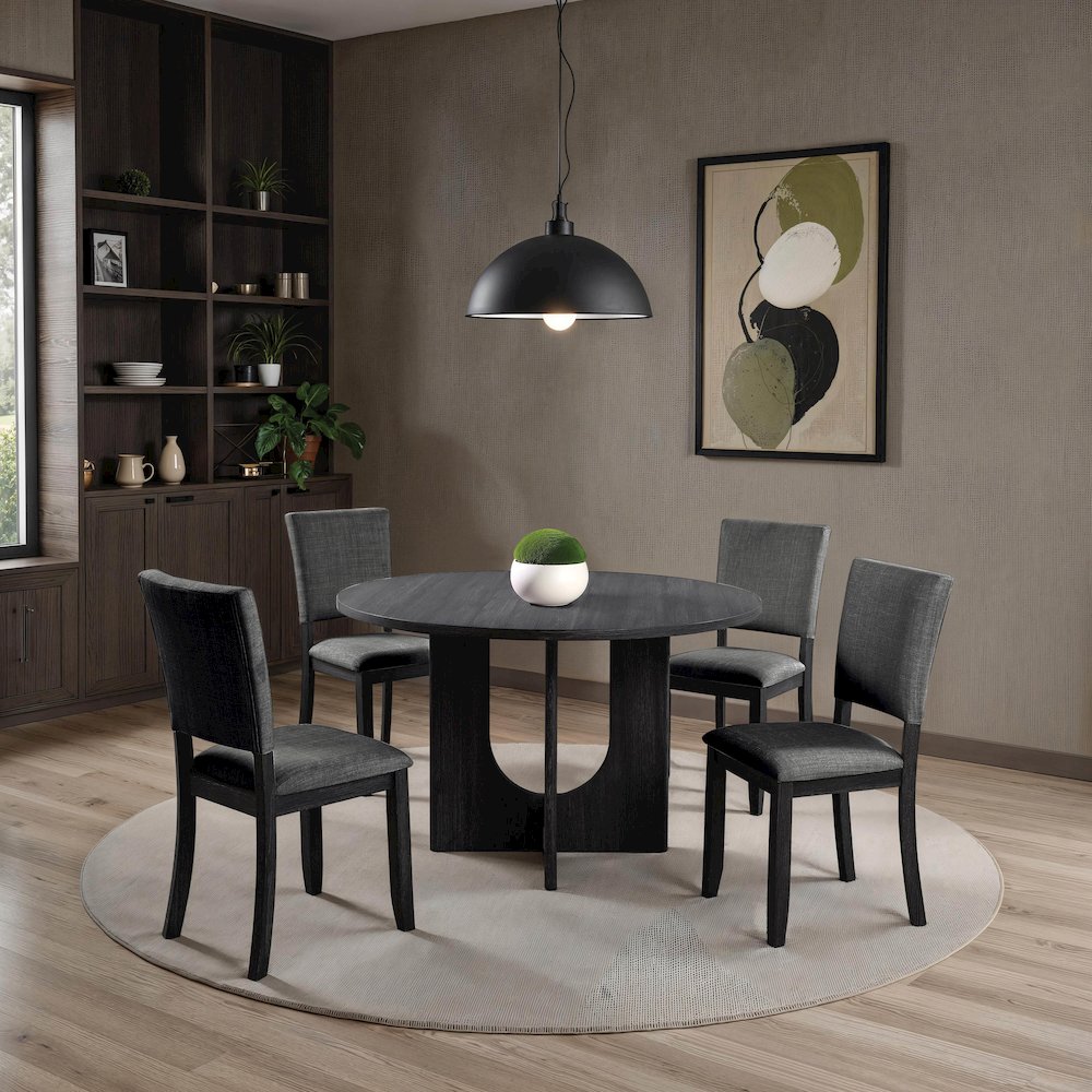 Ravyn Modern Solid Wood 5-Piece Round Dining Table Set. Picture 2