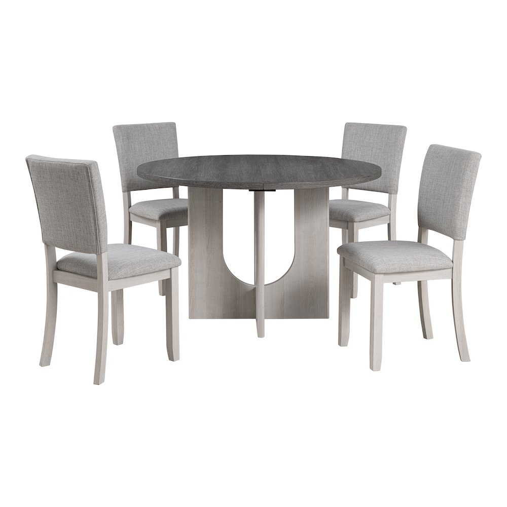 Zephyra Modern 5-Piece Wood Grey Compact Dining Table Set. Picture 1