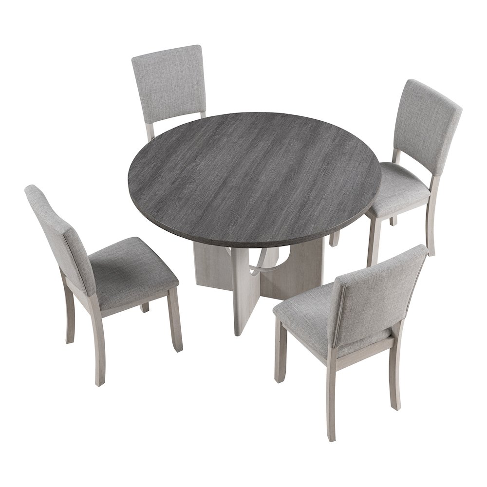 Zephyra Modern 5-Piece Wood Grey Compact Dining Table Set. Picture 2
