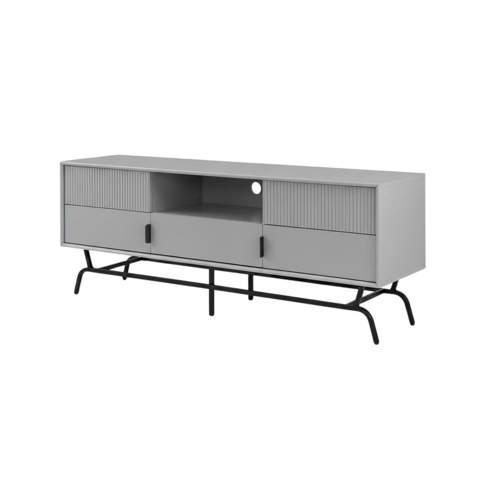 Contemporary Gray TV Stand, TVs up to 65 inches, engineered wood construction. Picture 1