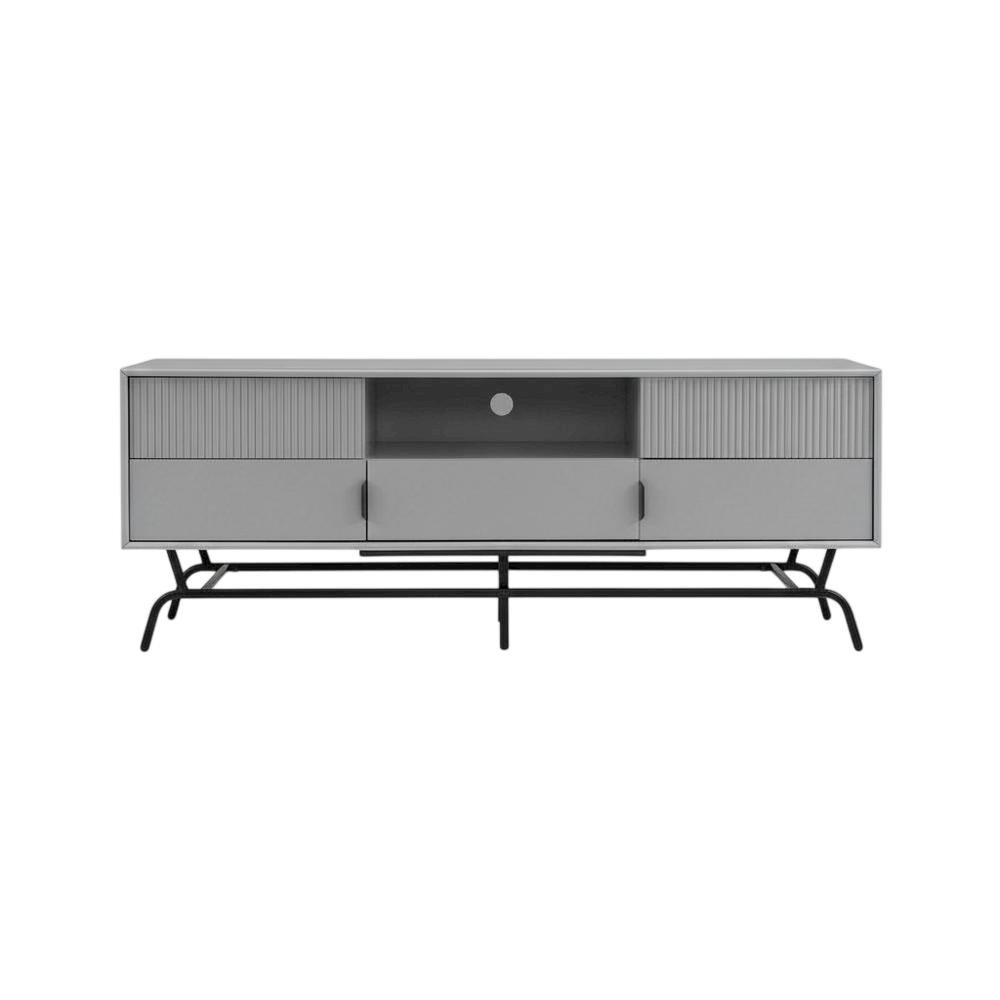 Contemporary Gray TV Stand, TVs up to 65 inches, engineered wood construction. Picture 4