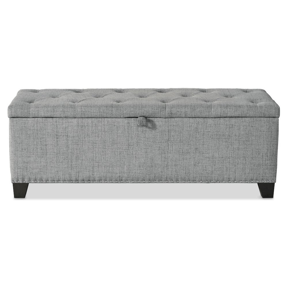 Gray Ottoman with Storage – Upholstered Storage Bench for Bedroom, Entry. Picture 5
