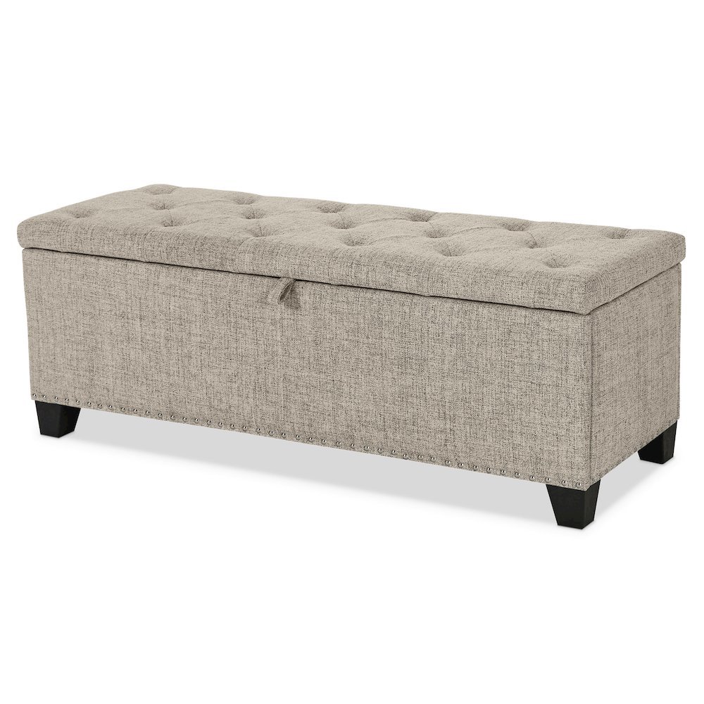 Light Brown Ottoman with Storage – Upholstered Storage Bench for Bedroom, Entry. Picture 4