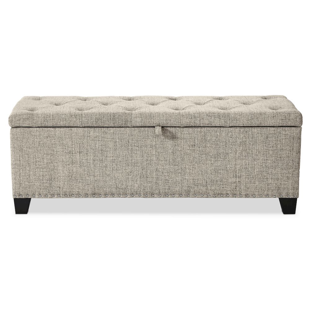 Light Brown Ottoman with Storage – Upholstered Storage Bench for Bedroom, Entry. Picture 5