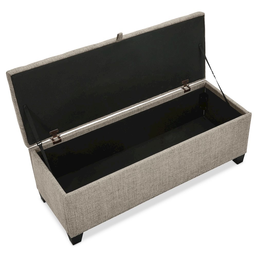 Light Brown Ottoman with Storage – Upholstered Storage Bench for Bedroom, Entry. Picture 6