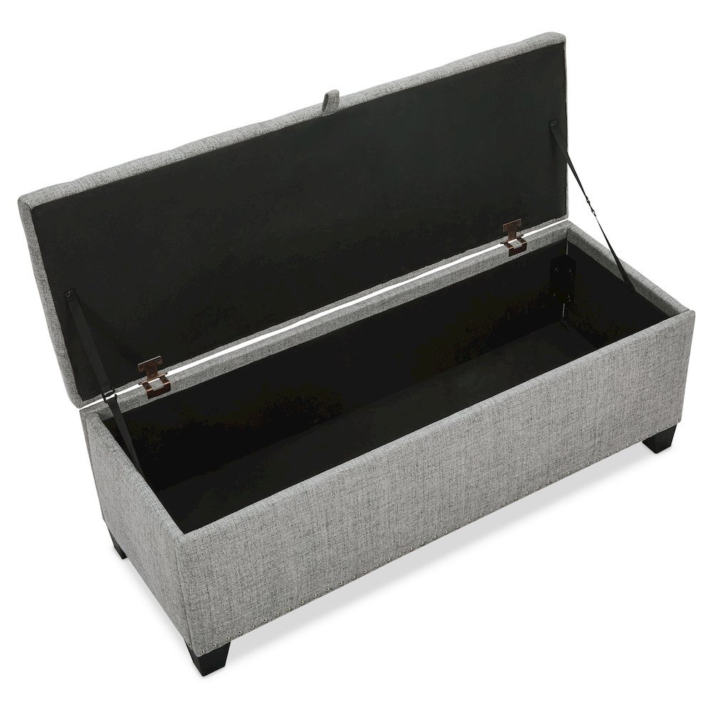 Light Gray Ottoman with Storage – Upholstered Storage Bench for Bedroom, Entry. Picture 6