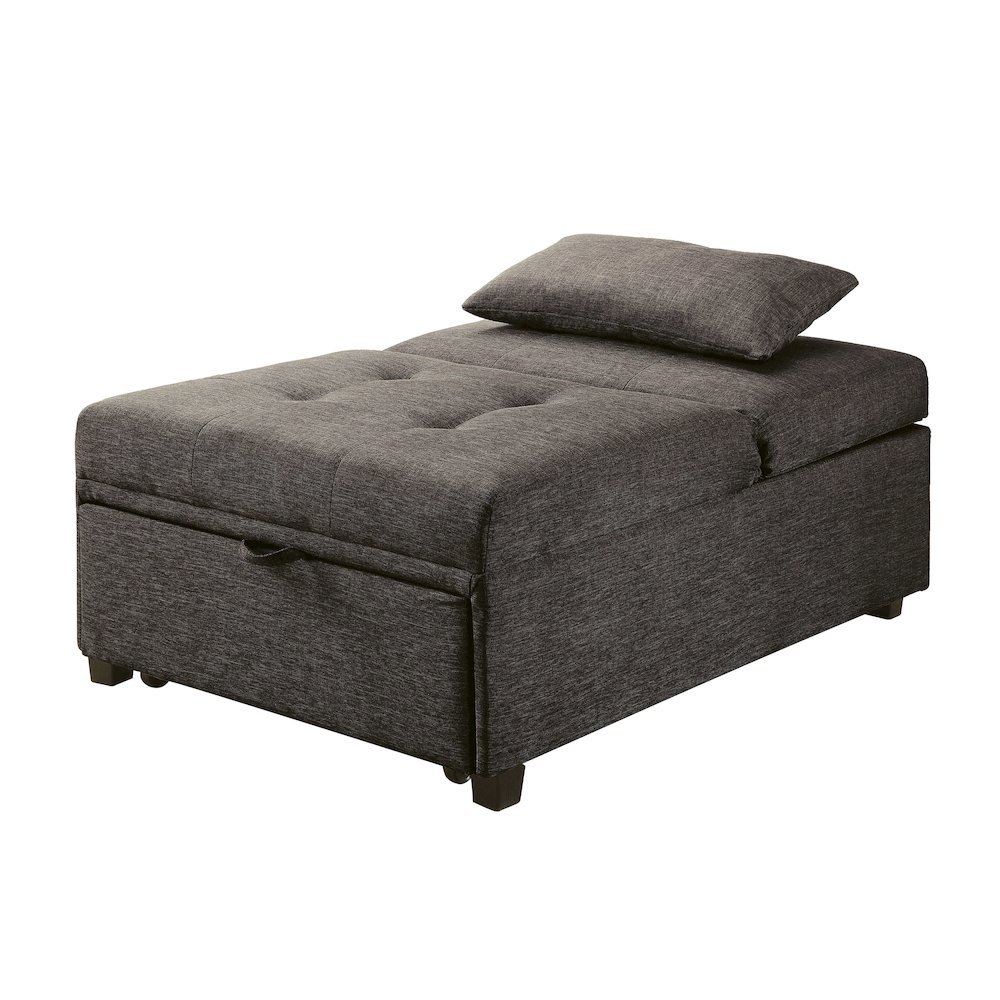 Gray Tufted Folding Ottoman Chair Sofa Bed - 43.5 Inch Long Single Sofa Design. Picture 4