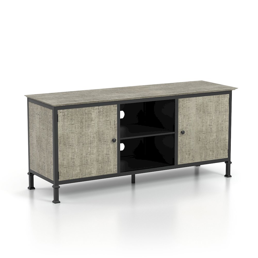 Gray Industrial TV Stand – 60 Inch Wide Entertainment Center For Living Room. Picture 4